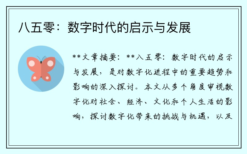 八五零：数字时代的启示与发展