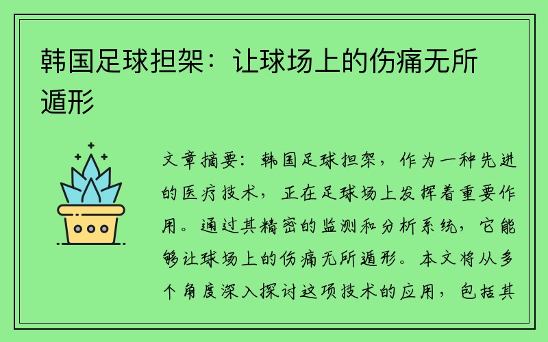 韩国足球担架：让球场上的伤痛无所遁形